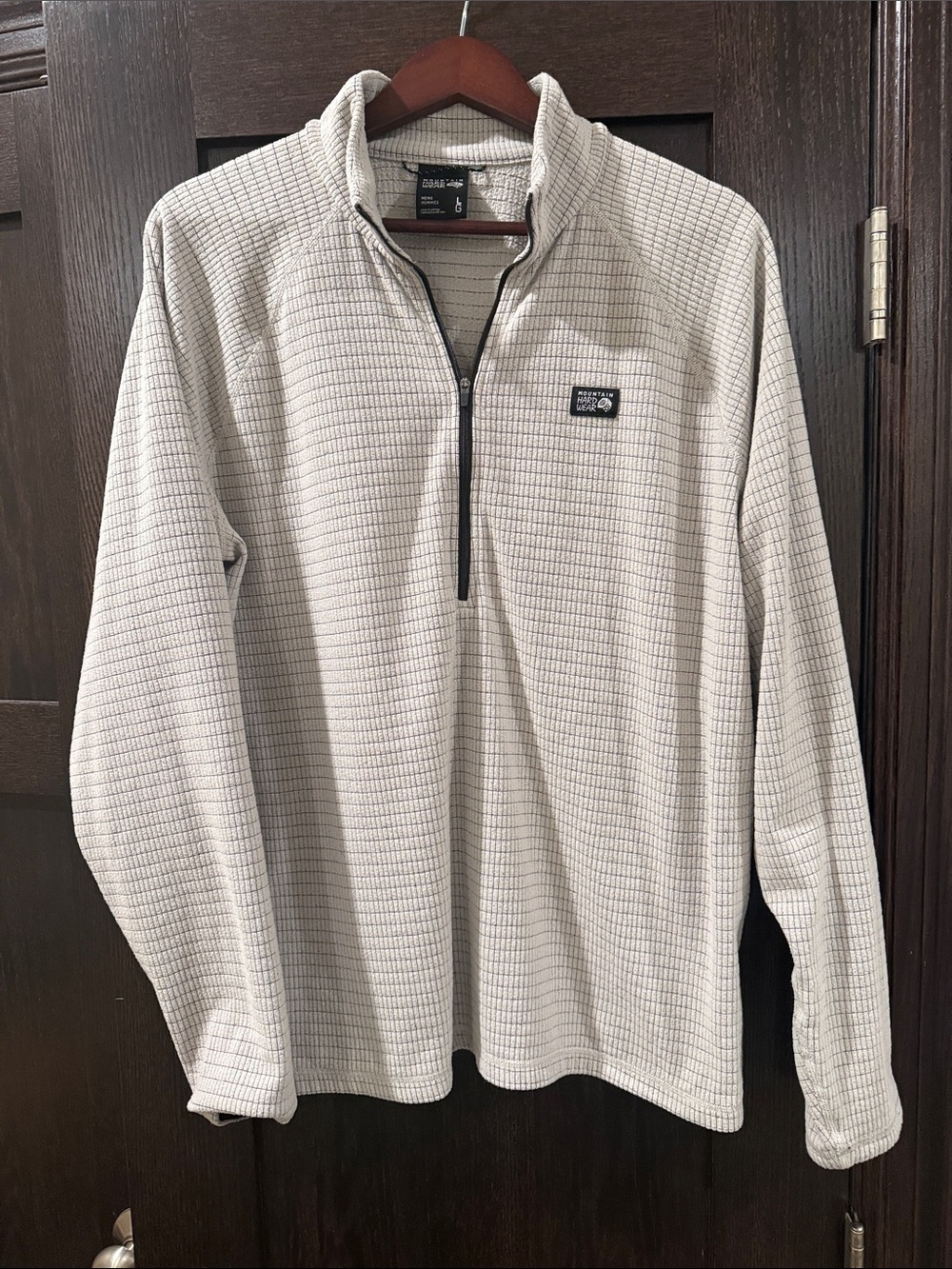 Mountain Hardwear Men's Off-White Grid-Texture Quarter-Zip Pullover